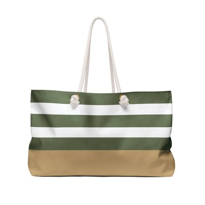 Striped Green & Tan Weekender Bag