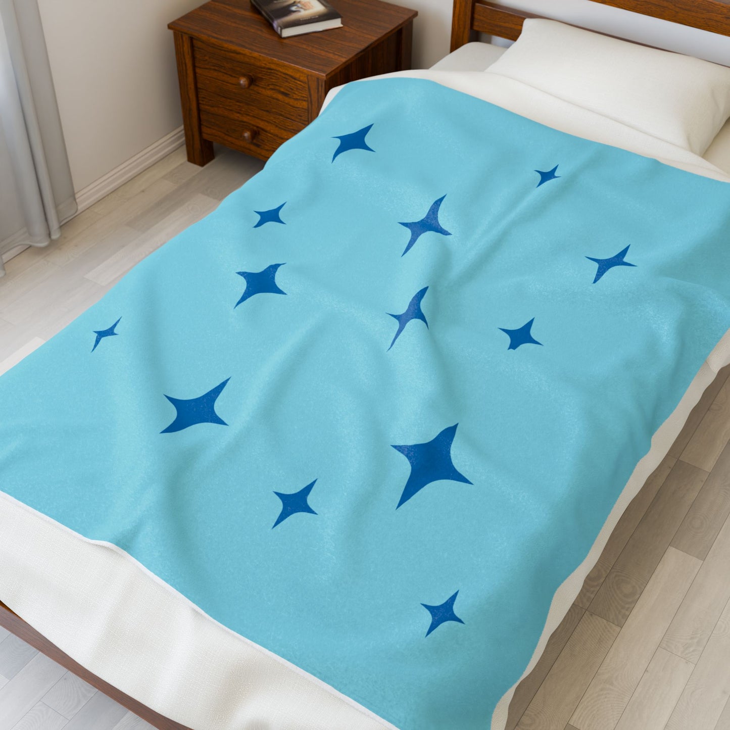 Cozy Starry Velveteen Plush Blanket - Blue
