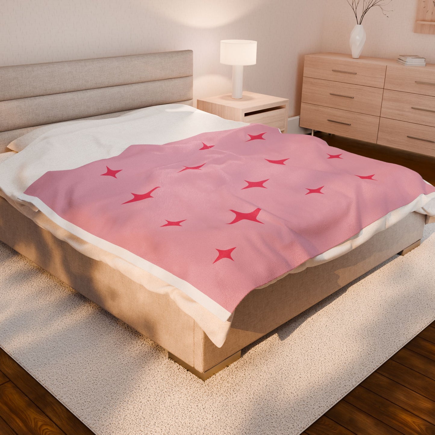Cozy Starry Velveteen Plush Blanket - Pink