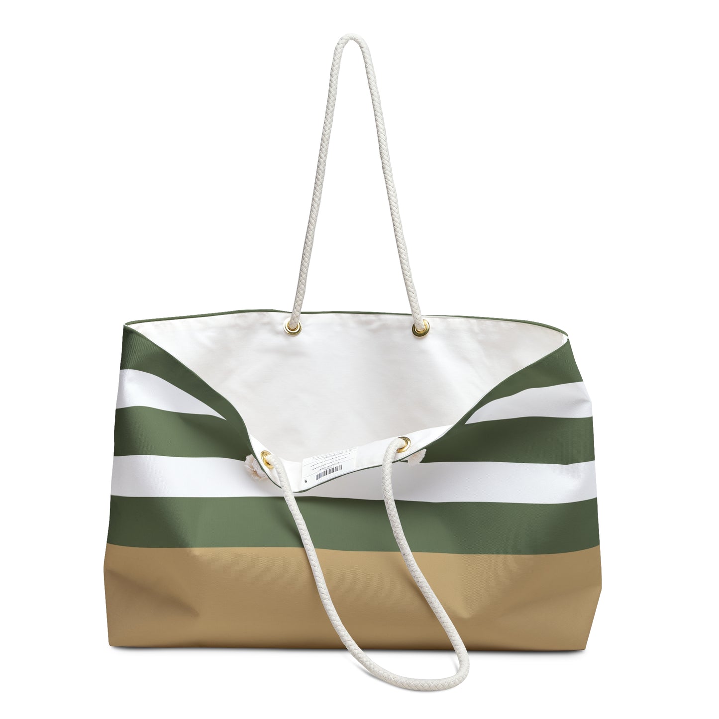 Striped Green & Tan Weekender Bag