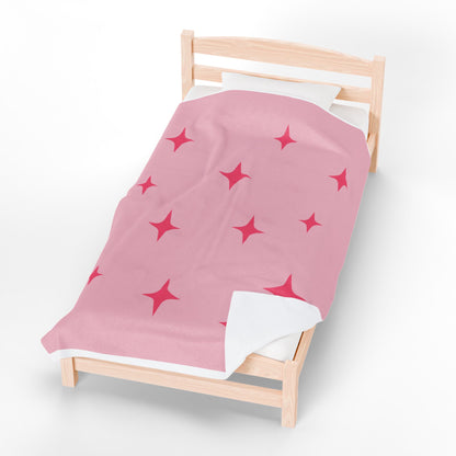 Cozy Starry Velveteen Plush Blanket - Pink