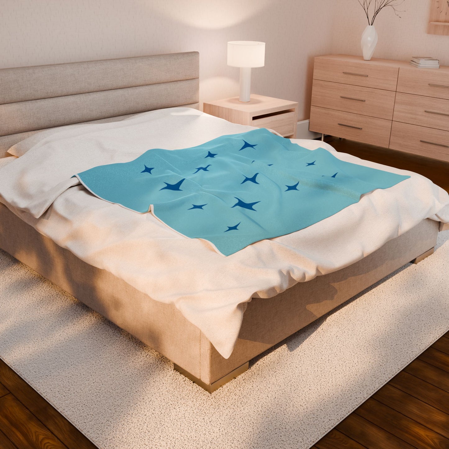 Cozy Starry Velveteen Plush Blanket - Blue