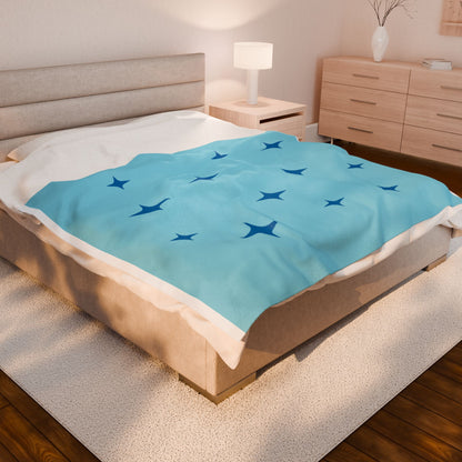 Cozy Starry Velveteen Plush Blanket - Blue