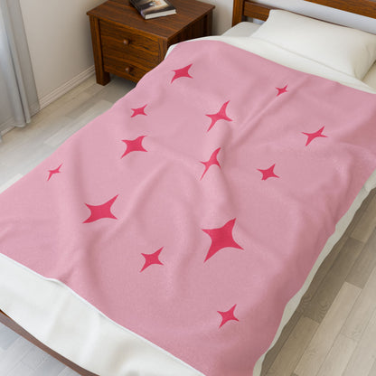 Cozy Starry Velveteen Plush Blanket - Pink