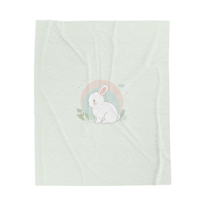Adorable Bunny Velveteen Plush Blanket