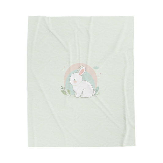 Adorable Bunny Velveteen Plush Blanket