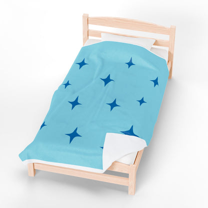 Cozy Starry Velveteen Plush Blanket - Blue
