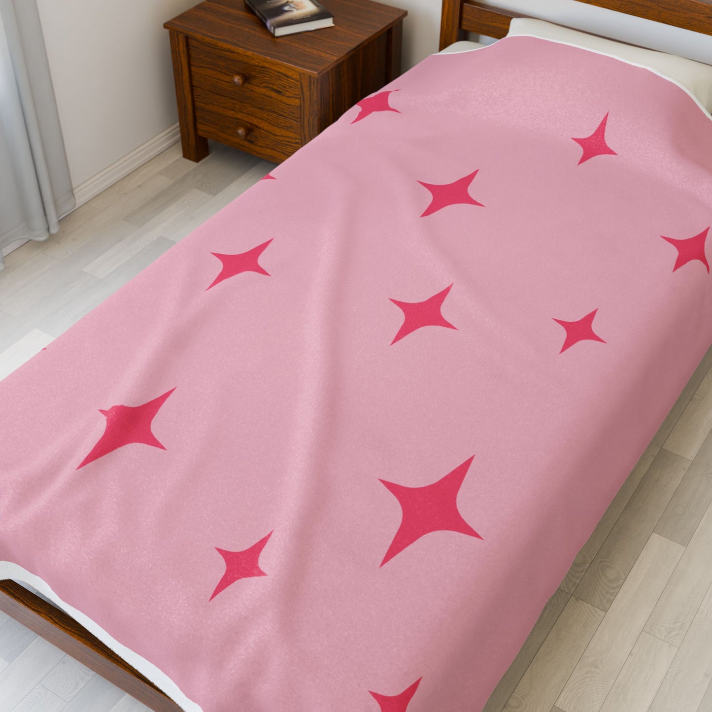 Cozy Starry Velveteen Plush Blanket - Pink